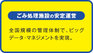 ごみ処理施設の安定運営：全国規模の管理体制で、ビッグデータ・マネジメントを実現。